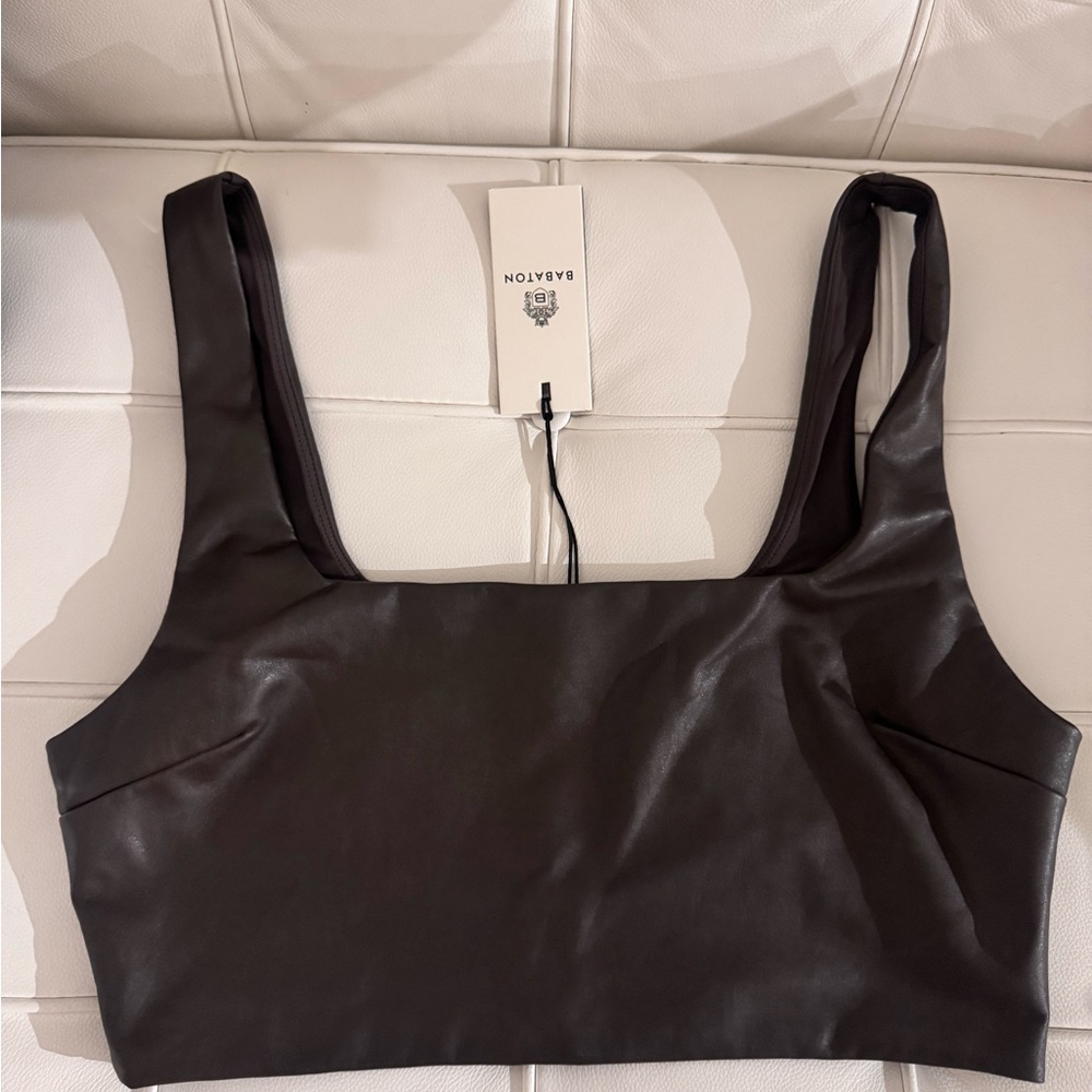 Babaton NEW Brown Faux Leather Top
